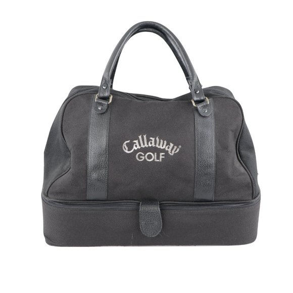 Vintage 90s Callaway Golf Leather Handled Carry On Golf Bag Duffle Black
